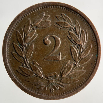 1925 Switzerland Swiss 2 Rappen Coin | Fine Collectable Grade