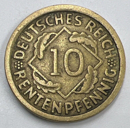 1924-G Germany 10 Pfennig Coin | Fine Collectable Grade | a1465