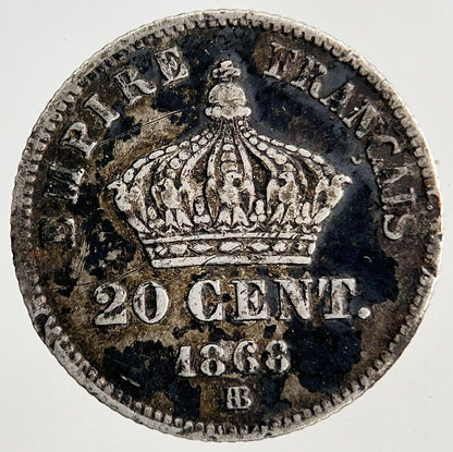 1866 France 20 Cents Centimes Silver Coin | Very High Grade