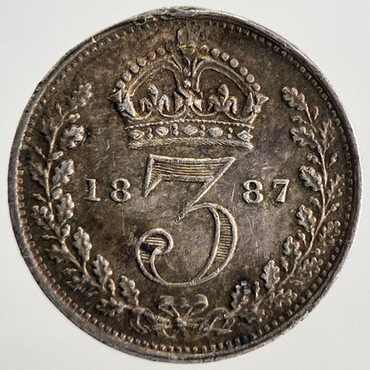 1887 Jubilee Head Victoria Threepence Silver Coin | Very Fine Grade | a9811