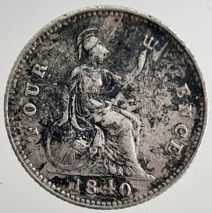 1840 Victoria Four-Pence Groat Silver Coin | Fine Collectable Grade | a4557