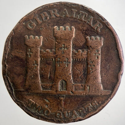 1842 Gibraltar Two Quarts Coin | Fine Collectable Grade | a6650