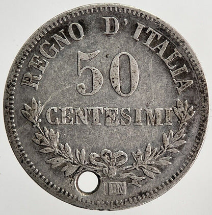 1863 Italy 50 Centesimi Silver Coin | Fine Collectable Grade | a6232