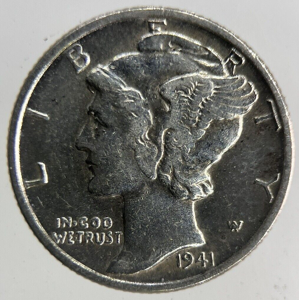 1941 USA US Mercury One Dime Silver Coin | Very High Grade