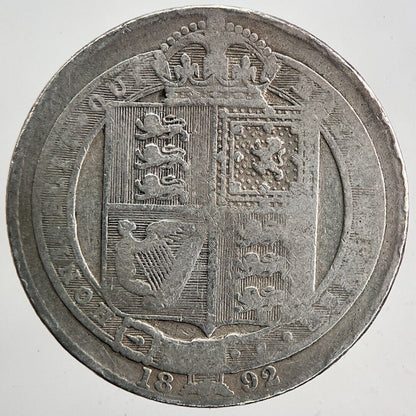 1892 Victoria Shilling Silver Coin | Collectable Grade | a5996