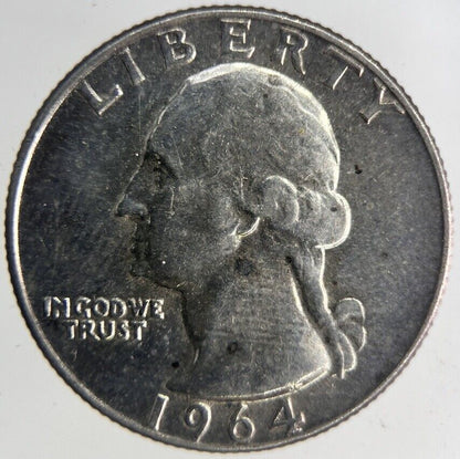 1964 - D US USA Quarter Silver Coin | Fine Collectable Grade