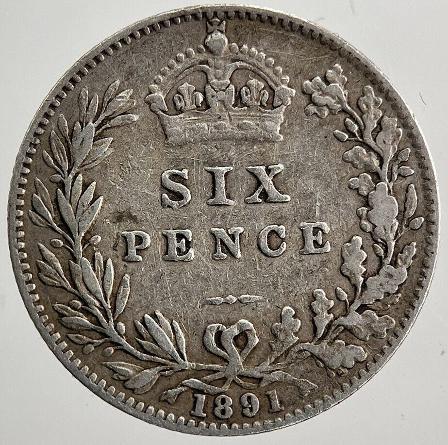1891 Victoria Sixpence Silver Coin | Fine Collectable Grade | a5008