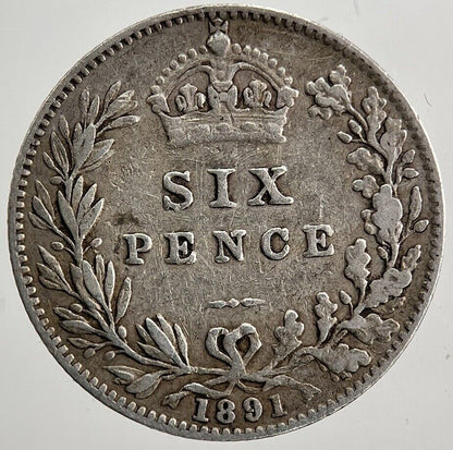 1891 Victoria Sixpence Silver Coin | Fine Collectable Grade | a5008