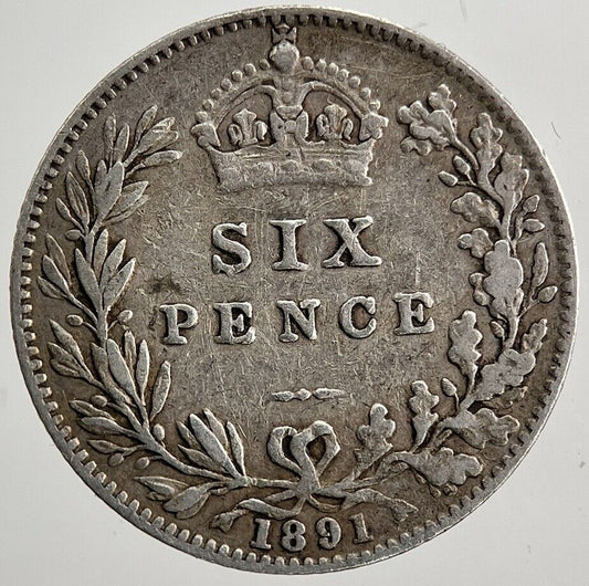 1891 Victoria Sixpence Silver Coin | Fine Collectable Grade | a5008