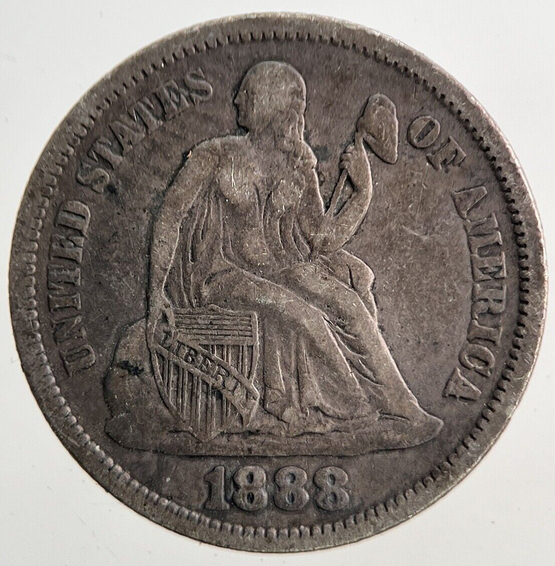 1888 US USA Seated Liberty Dime Silver Coin | Fine Collectable Grade