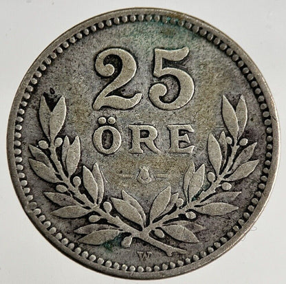 1917 Sweden 25 Ore Silver Coin | Collectable Grade | a8766