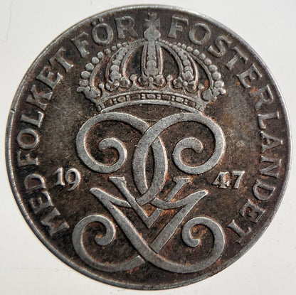 1947 Sweden 2 Ore Coin | Very High Grade | a4874
