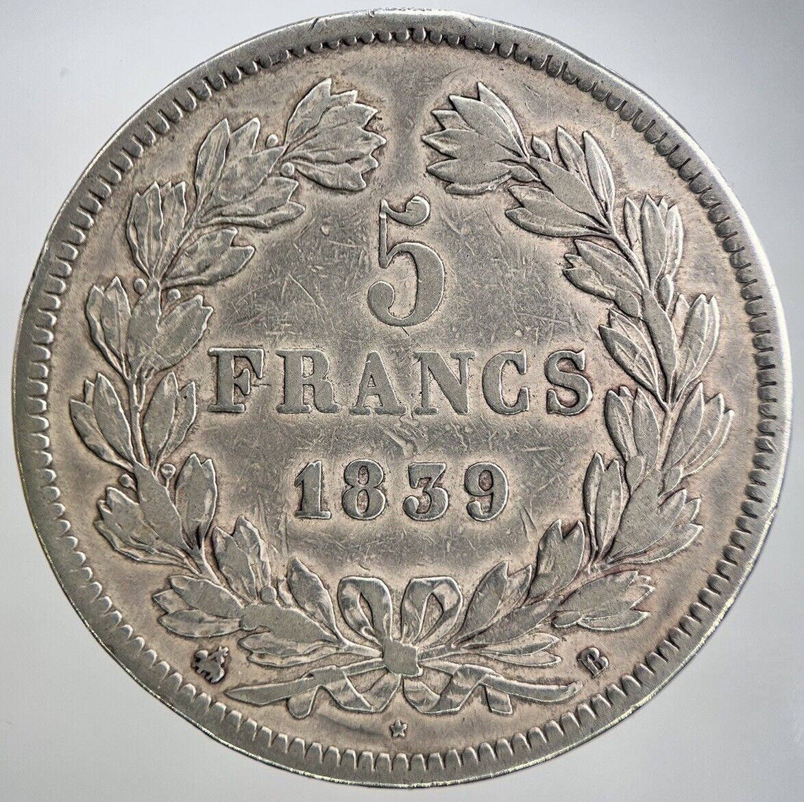 1839 French 5 Francs Silver Coin | Fine Collectable Grade | a2192