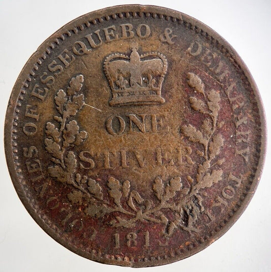 1813 Essequibo & Demerara Guyana 1 Stiver Coin | Fine Collectable Grade | a9403