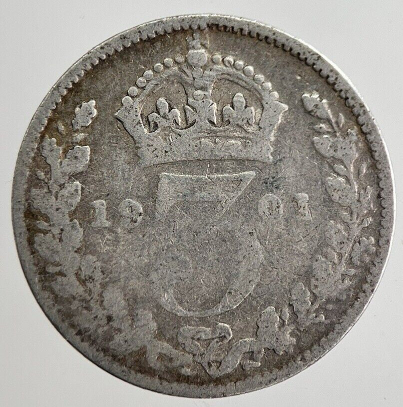1901 Victoria Threepence Silver Coin | Collectable Grade | a8876