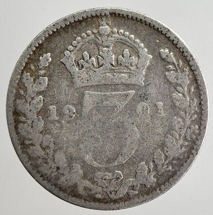 1901 Victoria Threepence Silver Coin | Collectable Grade | a8876