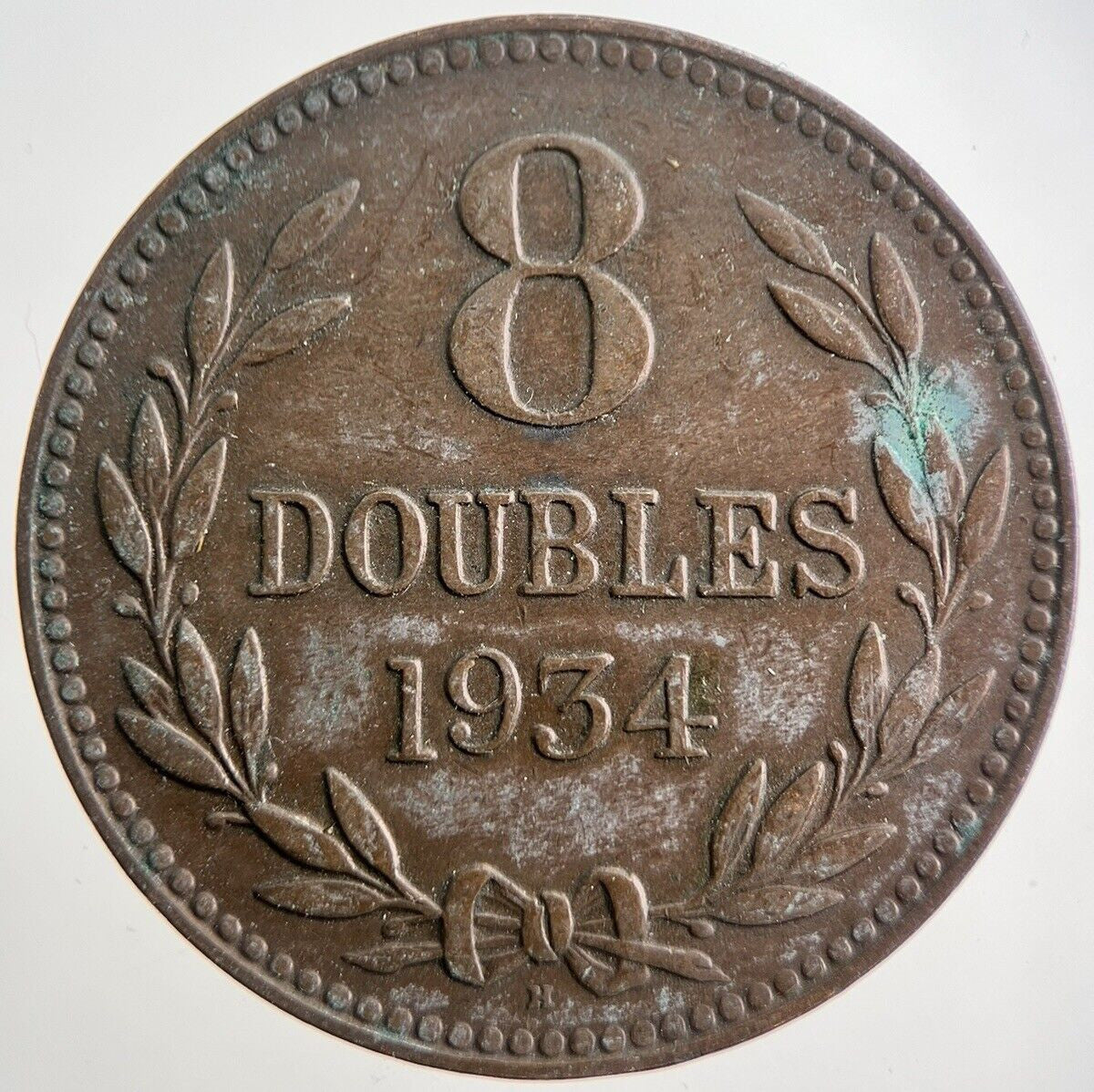1934 Guernsey 8 Doubles Coin | Very High Grade | a4942