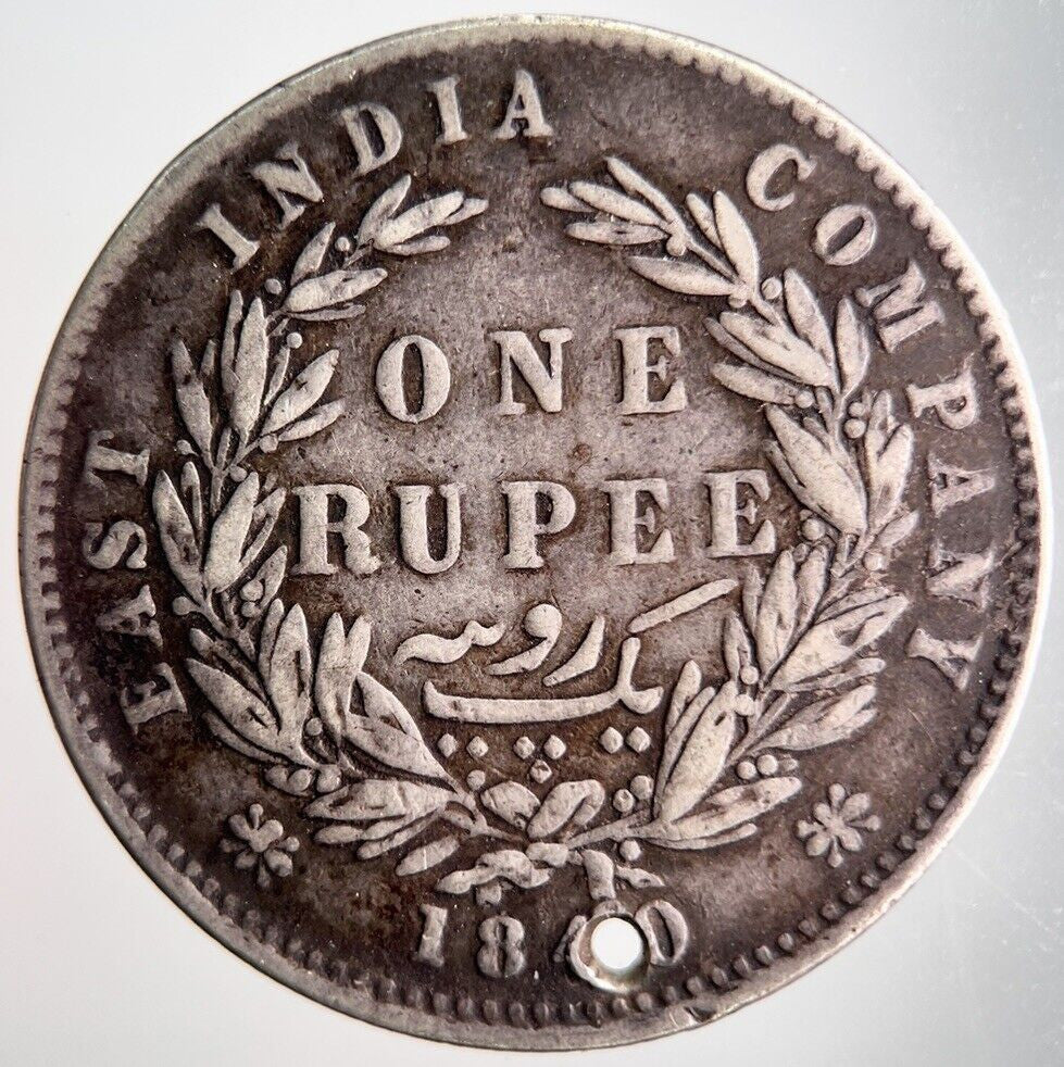 1840 India 1 One Rupee Silver Coin | Collectable Grade | a4109