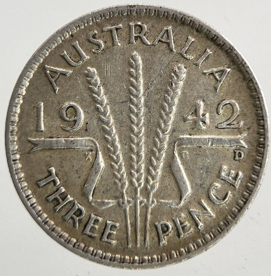 1942 - D Australia Threepence Silver Coin | Fine Collectable Grade