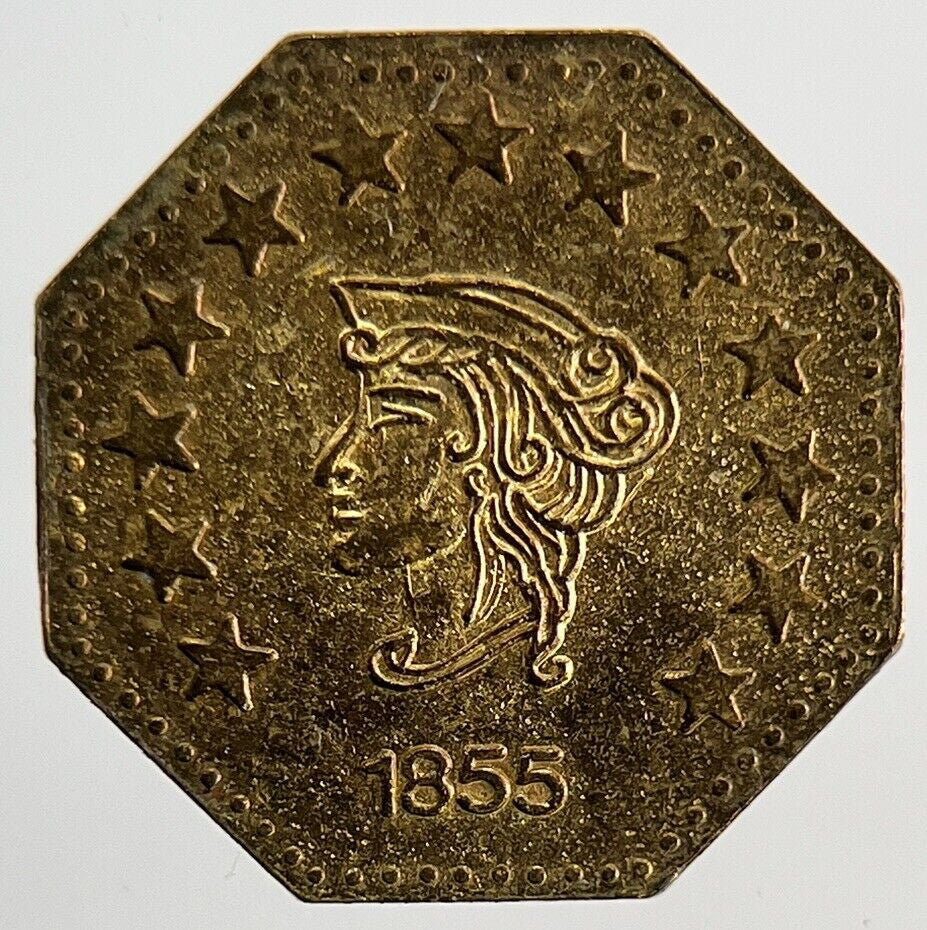 Souvenir 1855 US California Gold Plated 1/2 Token Coin | Collectable Grade