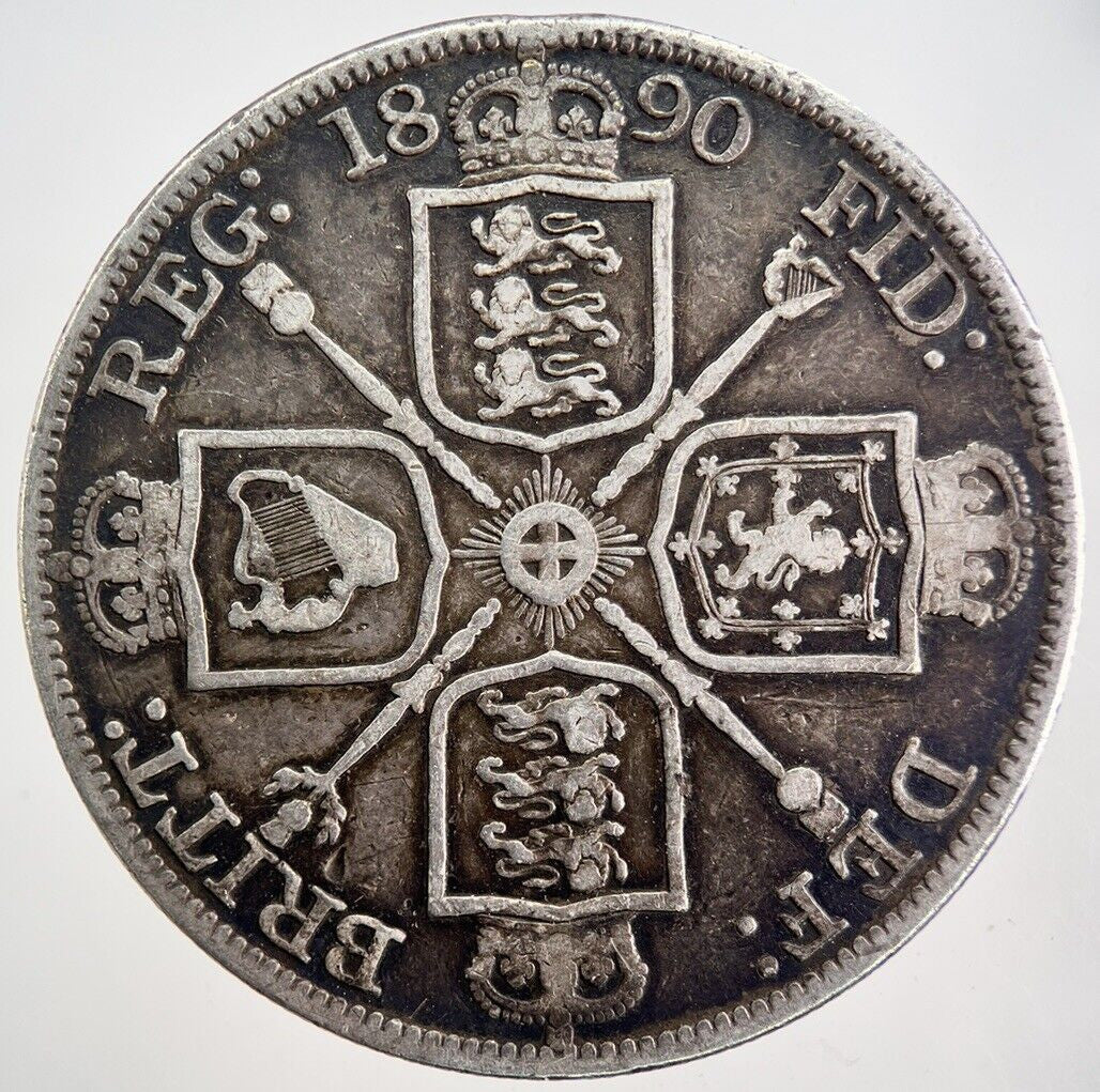 1890 Victoria Double Florin Silver Coin | Fine Collectable Grade | a1421