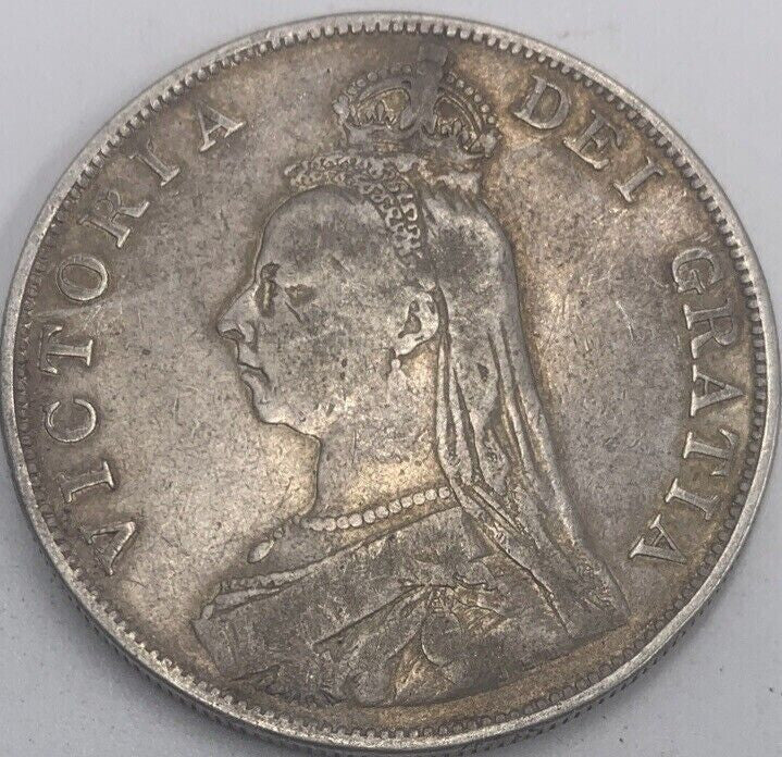 1890 British Double Florin | Silver Coin | Queen Victoria | Fine Grade | a452