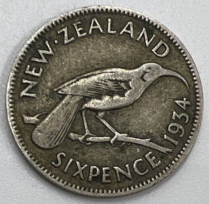 1934 New Zealand Sixpence Silver Coin | Collectable Grade | a581