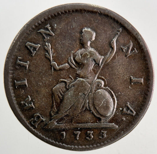 1733 George II 2nd Farthing Coin | Very High Grade