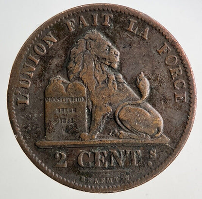 1875 Belgium 2 Cents Centimes Coin | Fine Collectable Grade