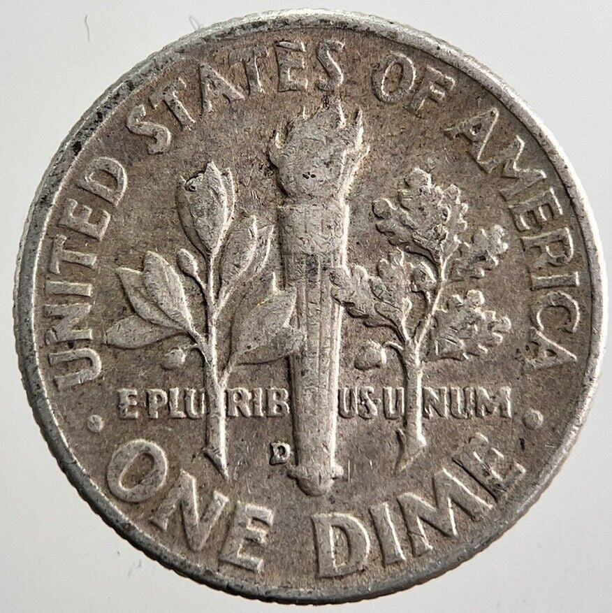 1958 - D US USA Roosevelt Dime Silver Coin | Fine Collectable Grade