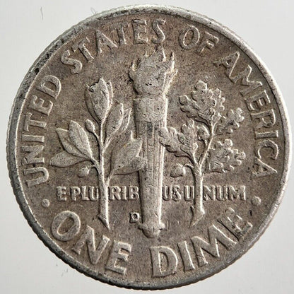 1958 - D US USA Roosevelt Dime Silver Coin | Fine Collectable Grade