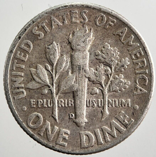 1958 - D US USA Roosevelt Dime Silver Coin | Fine Collectable Grade