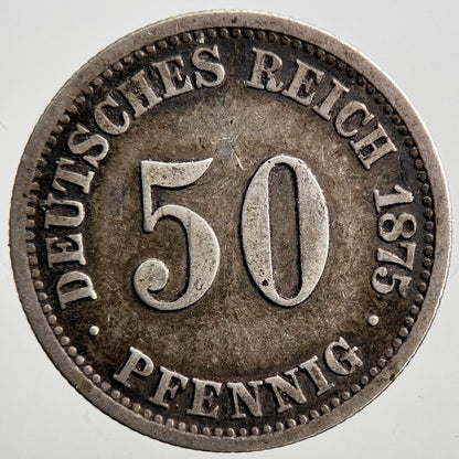 1875 - C Germany 50 Pfennig Silver Coin | Collectable Grade | a2850