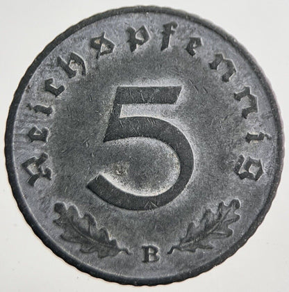 1940 - B Germany Nazi 5 Pfennig Coin | Very High Grade | a7784