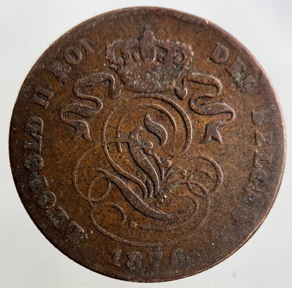 1876 Belgium 2 Cent Centimes Coin | Collectable Grade
