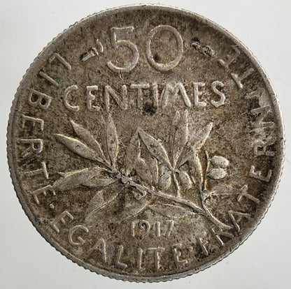 1917 France 50 Centimes Silver Coin | Fine Collectable Grade