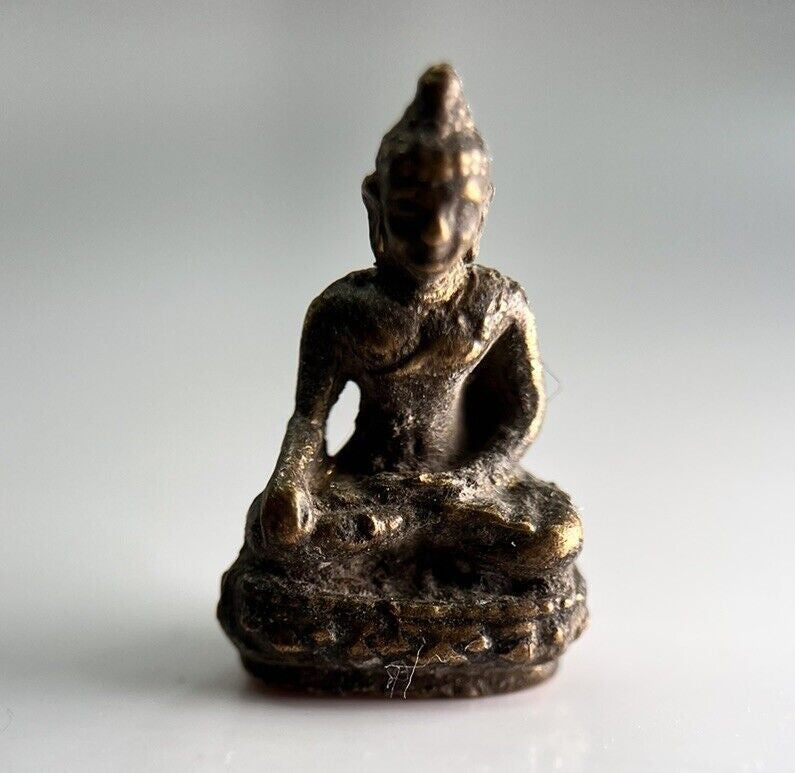 Thailand Old Vintage Thai Buddha Charm Metal Statue | Height 2.1cm