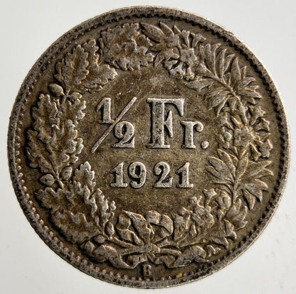 1921 Switzerland Swiss 1/2 Half Franc Silver Coin | Fine Collectable Grade