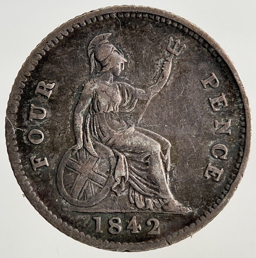 1842 Victoria Groat Four-Pence Silver Coin | Fine Collectable Grade