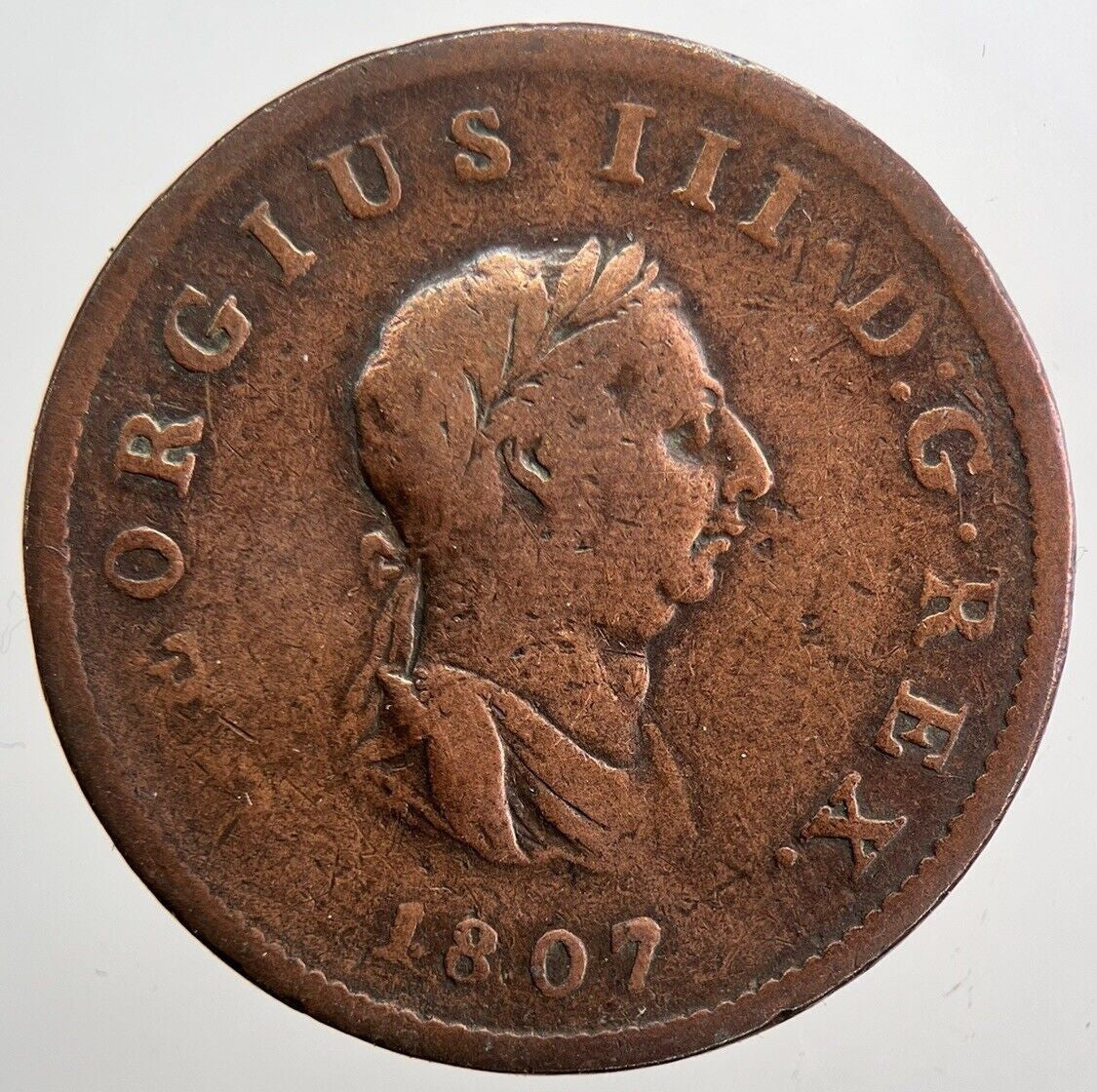 1807 George 3rd III Half-Penny Coin | Collectable Grade | a6062