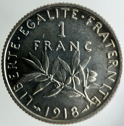 1918 France 1 Franc Silver Coin | Fine Collectable Grade