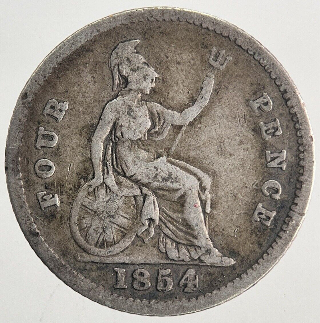 1854 Victoria Four-Pence Groat Silver Coin | Fine Collectable Grade | a9973