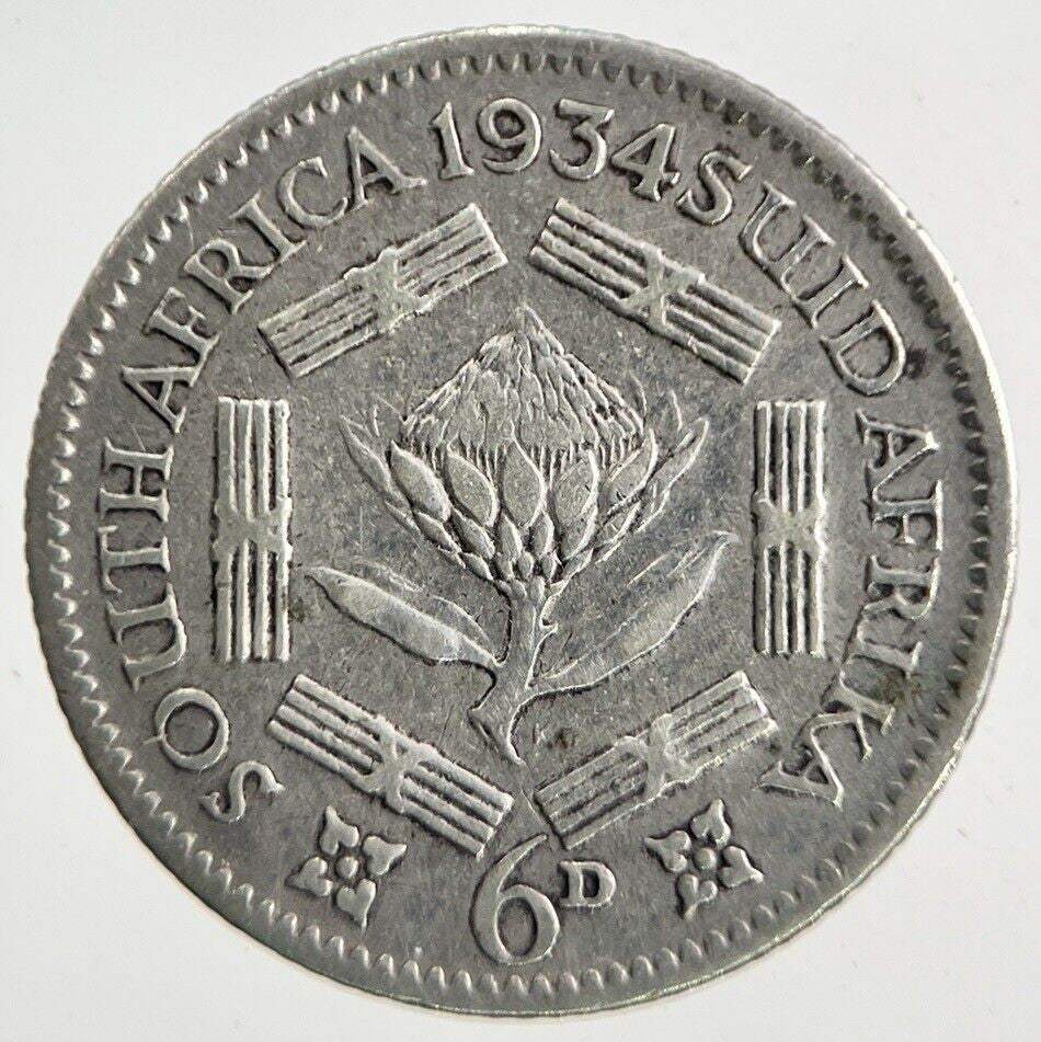 1934 South Africa Sixpence Silver Coin | Collectable Grade
