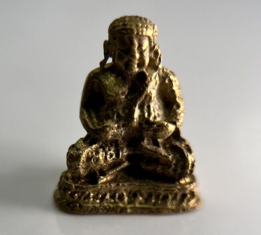 Thailand Vintage Thai Monk Charm Metal Statue | Height 1.5cm