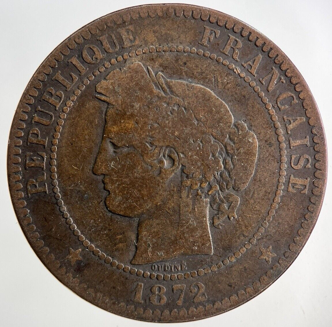 1872 France 10 Centimes Coin | Fine Collectable Grade