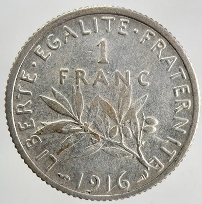 1916 France 1 Franc Silver Coin | Fine Collectable Grade