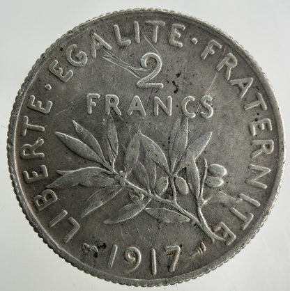 1917 France 2 Francs Silver Coin | Fine Collectable Grade