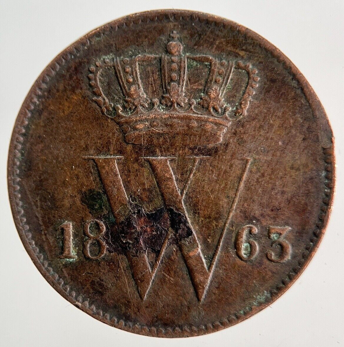 1863 Netherlands 1 Cent Coin | Very High Grade | a5230