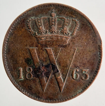 1863 Netherlands 1 Cent Coin | Very High Grade | a5230