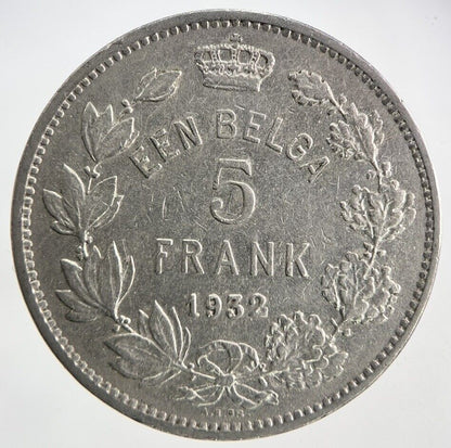 1932 Belgium 5 Franc Coin | Fine Collectable Grade